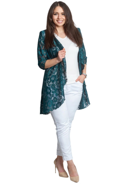 Официален макси дантелен блейзър в масленозелен цвят - Maxi Market