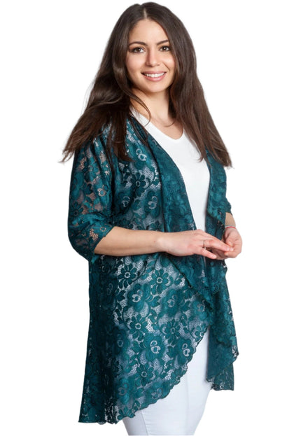 Официален макси дантелен блейзър в масленозелен цвят - Maxi Market