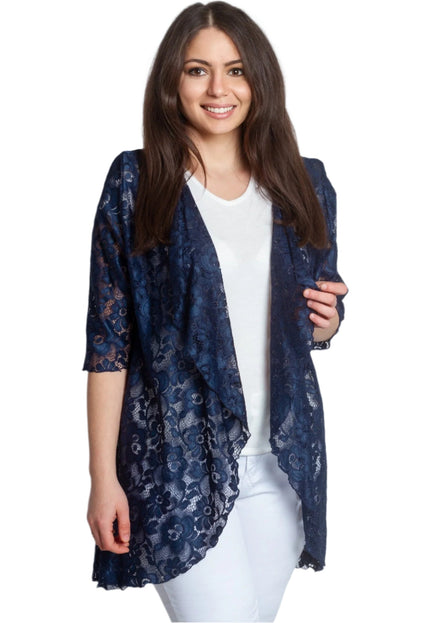 Официален макси дантелен блейзър в тъмносин цвят - Maxi Market