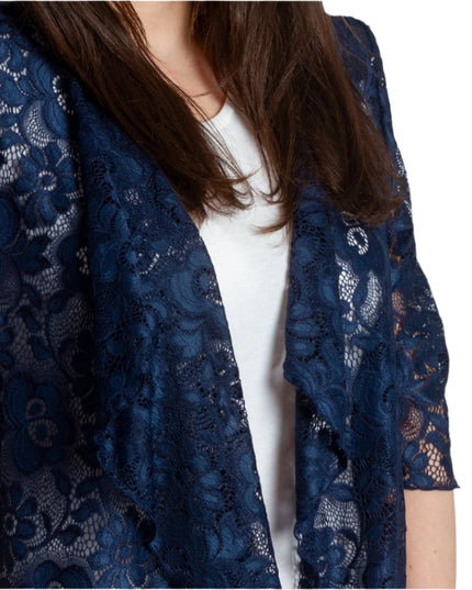 Официален макси дантелен блейзър в тъмносин цвят - Maxi Market