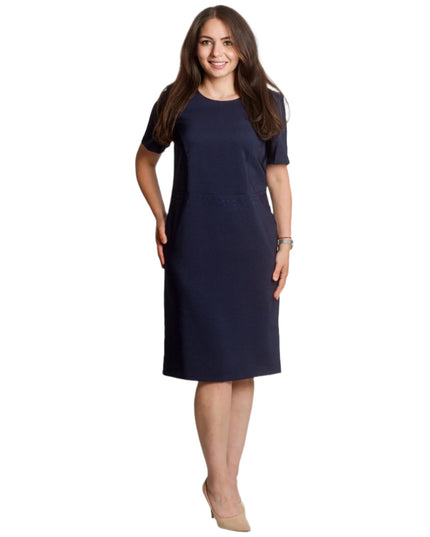 Официален макси костюм от рокля и сако в тъмносин цвят - Maxi Market