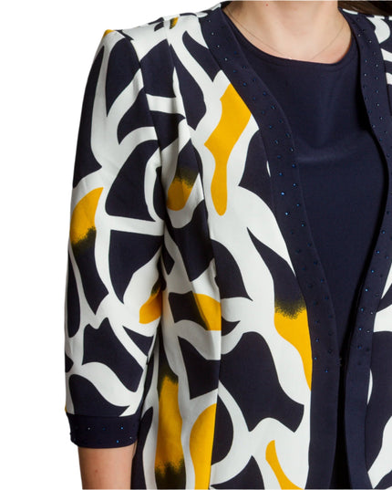 Официален макси костюм от рокля и сако в тъмносин цвят - Maxi Market