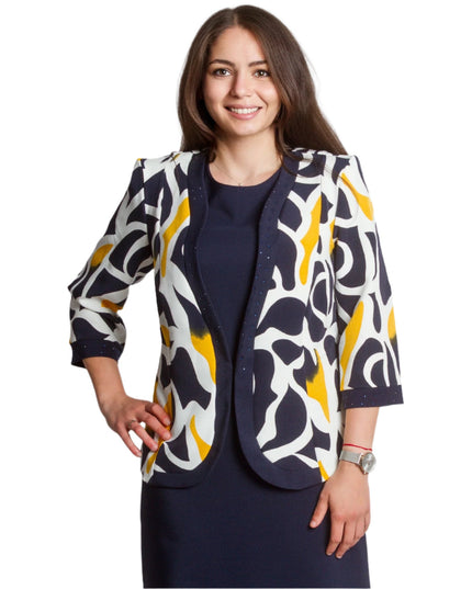 Официален макси костюм от рокля и сако в тъмносин цвят - Maxi Market