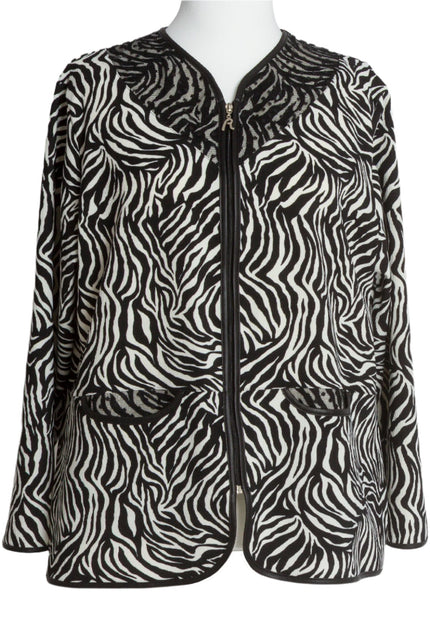 Официален макси жакет със зебра десен и права кройка - Maxi Market