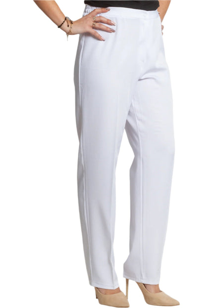 Официален панталон в бял цвят с висока талия - Maxi Market