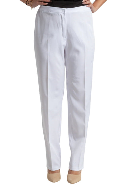 Официален панталон в бял цвят с висока талия - Maxi Market