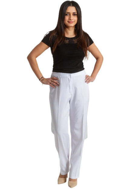 Официален панталон в бял цвят с висока талия - Maxi Market