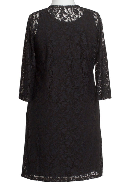 Официална дантелена тъмносиня рокля в големи размери - Maxi Market