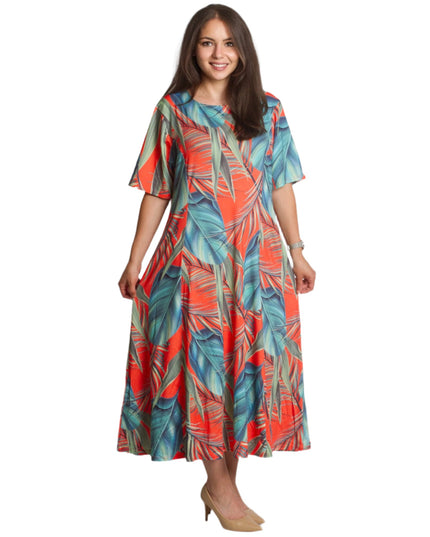 Официална дълга рокля в големи размери - Флорален десен - Maxi Market