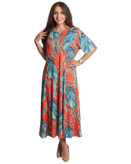 Официална дълга рокля в големи размери - Флорален десен - Maxi Market