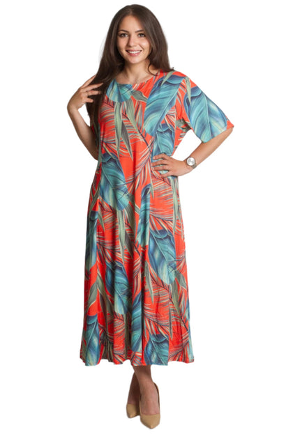 Официална дълга рокля в големи размери - Флорален десен - Maxi Market