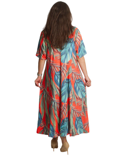 Официална дълга рокля в големи размери - Флорален десен - Maxi Market