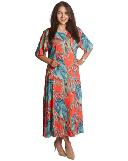 Официална дълга рокля в големи размери - Флорален десен - Maxi Market