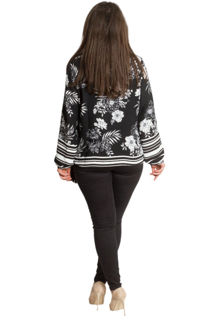 Официална макси риза в черен цвят на бели цветя - Maxi Market