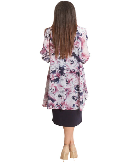 Официална макси рокля от две части с шифон на цветя - Maxi Market