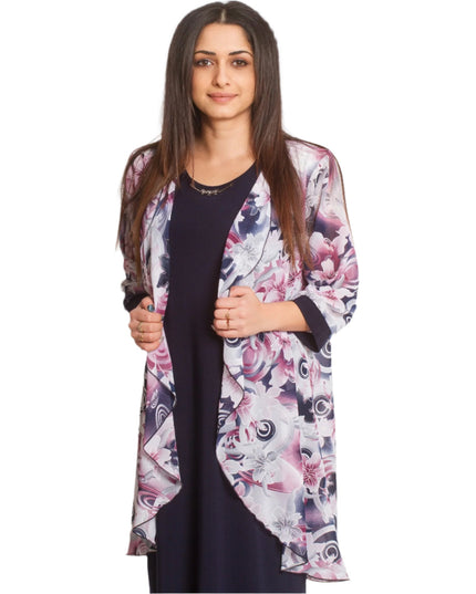 Официална макси рокля от две части с шифон на цветя - Maxi Market