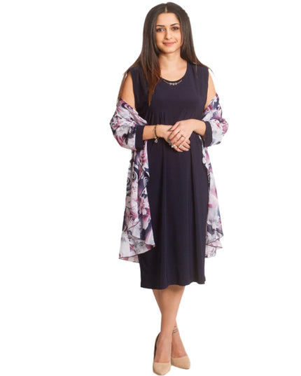 Официална макси рокля от две части с шифон на цветя - Maxi Market