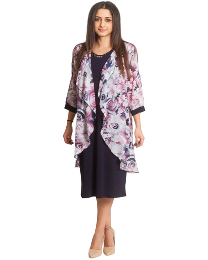 Официална макси рокля от две части с шифон на цветя - Maxi Market