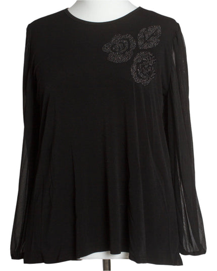 Официална макси туника с апликация на цветя и ръкави от шифон - Maxi Market