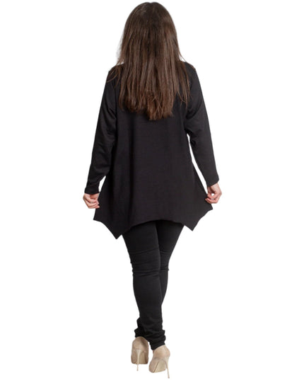 Официална макси туника с асиметрична кройка и елементи от еко кожа - Maxi Market