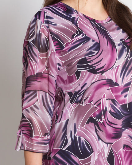 Официална макси туника с елегантен десен и 3/4 ръкави - Maxi Market