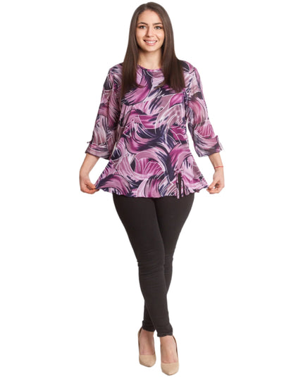 Официална макси туника с елегантен десен и 3/4 ръкави - Maxi Market