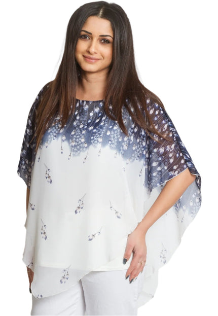 Официална макси туника с шифон и флорален десен - Maxi Market