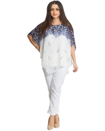 Официална макси туника с шифон и флорален десен - Maxi Market