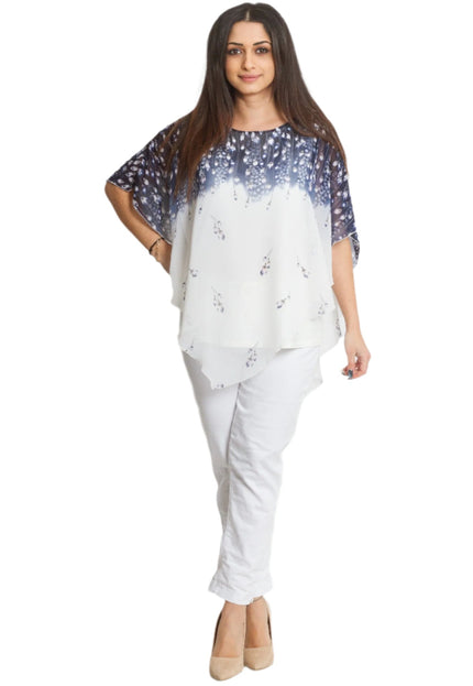 Официална макси туника с шифон и флорален десен - Maxi Market