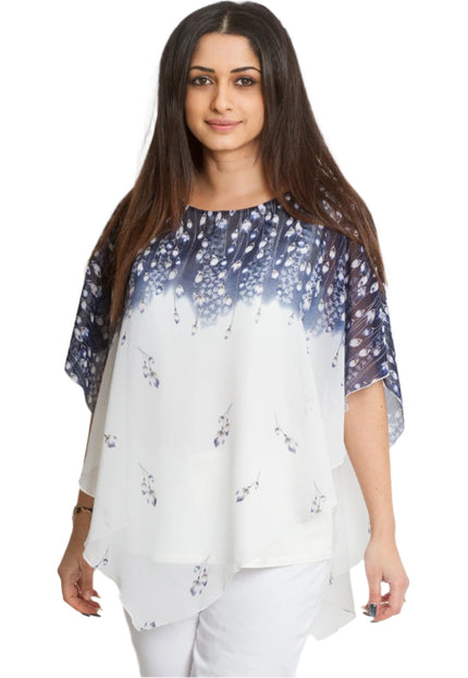 Официална макси туника с шифон и флорален десен - Maxi Market