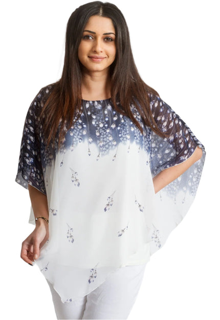 Официална макси туника с шифон и флорален десен - Maxi Market