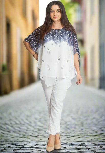 Официална макси туника с шифон и флорален десен - Maxi Market