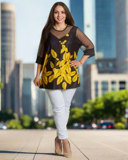 Официална макси туника с тюл и 3/4 ръкави - Maxi Market