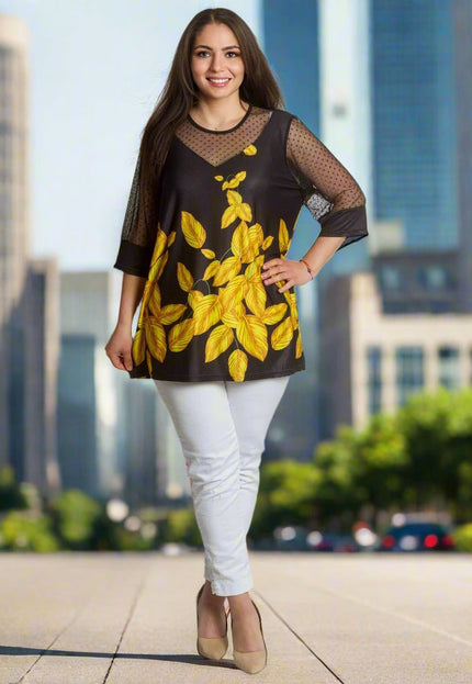 Официална макси туника с тюл и 3/4 ръкави - Maxi Market