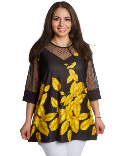 Официална макси туника с тюл и 3/4 ръкави - Maxi Market