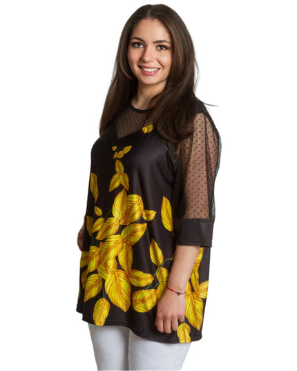 Официална макси туника с тюл и 3/4 ръкави - Maxi Market