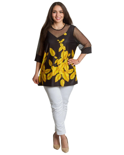 Официална макси туника с тюл и 3/4 ръкави - Maxi Market