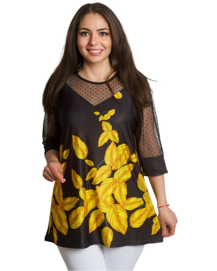 Официална макси туника с тюл и 3/4 ръкави - Maxi Market