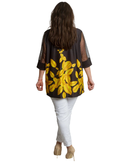 Официална макси туника с тюл и 3/4 ръкави - Maxi Market