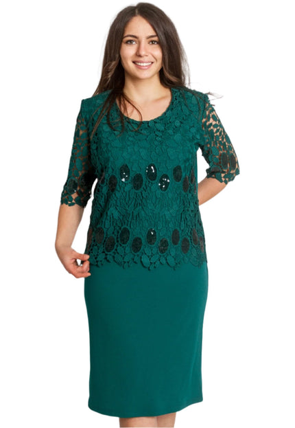 Официална масленозелена рокля с дантела - Елегантност и стил - Maxi Market