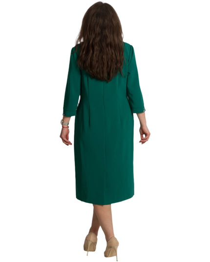 Официална права рокля с декоративни камъчета и 3/4 ръкави - Maxi Market