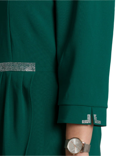 Официална права рокля с декоративни камъчета и 3/4 ръкави - Maxi Market