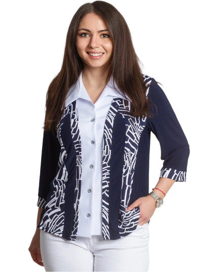 Официална риза с 3/4 ръкави в големи размери - Maxi Market