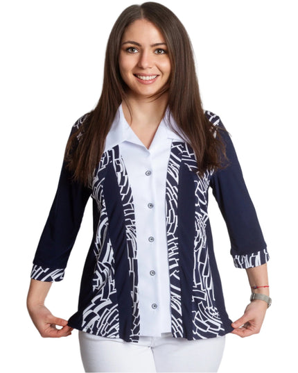 Официална риза с 3/4 ръкави в големи размери - Maxi Market