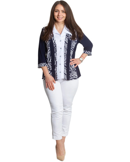 Официална риза с 3/4 ръкави в големи размери - Maxi Market