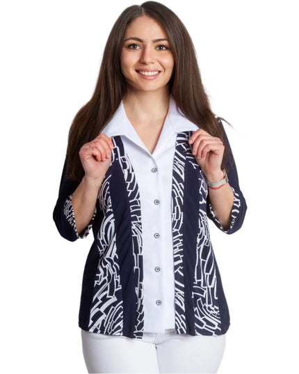 Официална риза с 3/4 ръкави в големи размери - Maxi Market