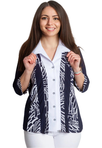 Официална риза с 3/4 ръкави в големи размери - Maxi Market