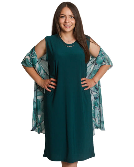 Официална рокля с шифонена наметка в големи размери - Maxi Market