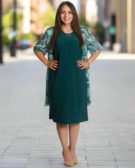 Официална рокля с шифонена наметка в големи размери - Maxi Market