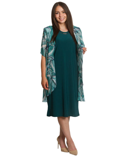 Официална рокля с шифонена наметка в големи размери - Maxi Market